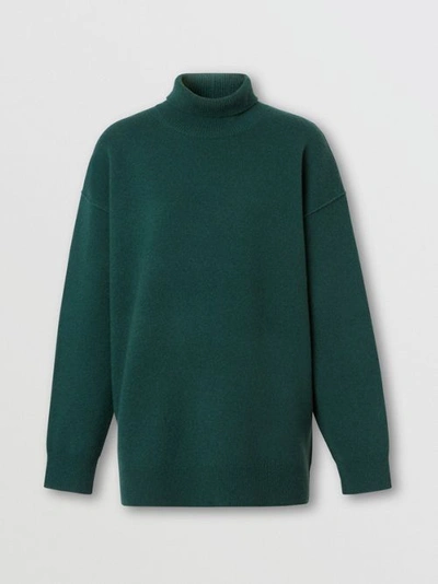Shop Burberry Monogram Motif Cashmere Blend Funnel Neck Sweater In Bottle Green