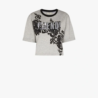 Shop Fendi T-shirt Mit Logo-print In Grau