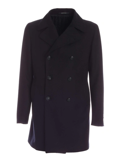 Shop Tagliatore Double-breasted Coat In Blu