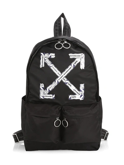 Shop Off-white Airport Arrow Tape Backpack In Black Multi