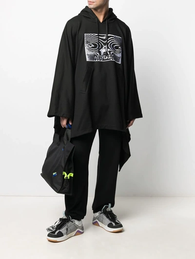 Shop Ktz Logo-embroidered Asymmetric Cape In Black