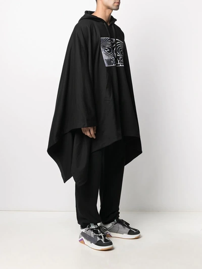 Shop Ktz Logo-embroidered Asymmetric Cape In Black