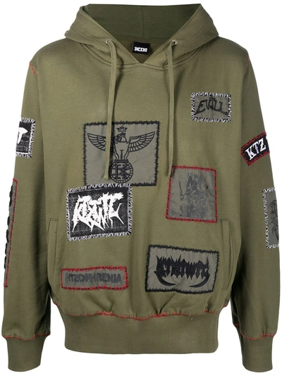 Shop Ktz Patch-detailed Drawstring Hoodie In Green