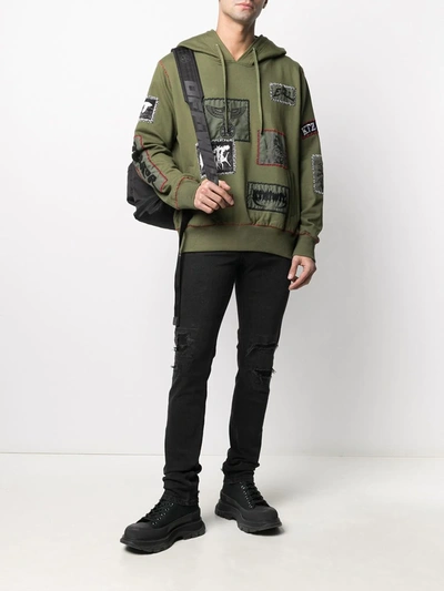 Shop Ktz Patch-detailed Drawstring Hoodie In Green