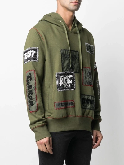 Shop Ktz Patch-detailed Drawstring Hoodie In Green