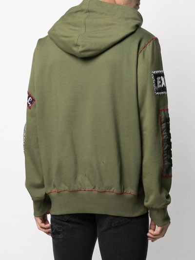 Shop Ktz Patch-detailed Drawstring Hoodie In Green