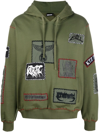 Shop Ktz Patch-detailed Drawstring Hoodie In Green