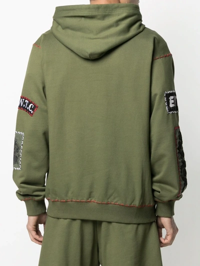 Shop Ktz Patch-detailed Drawstring Hoodie In Green