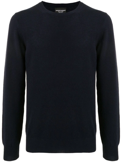 Shop Emporio Armani Fine-knit Cashmere Jumper In Blue