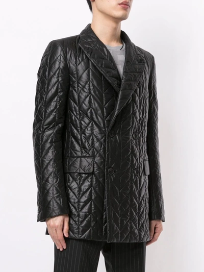 Shop Emporio Armani Quilted Double-breasted Blazer In Black