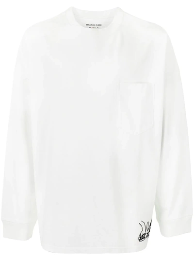 Shop Martine Rose Logo-print Long-sleeve T-shirt In White