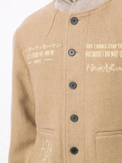 Shop Haider Ackermann Slogan-detail Button-up Bomber Jacket In Brown