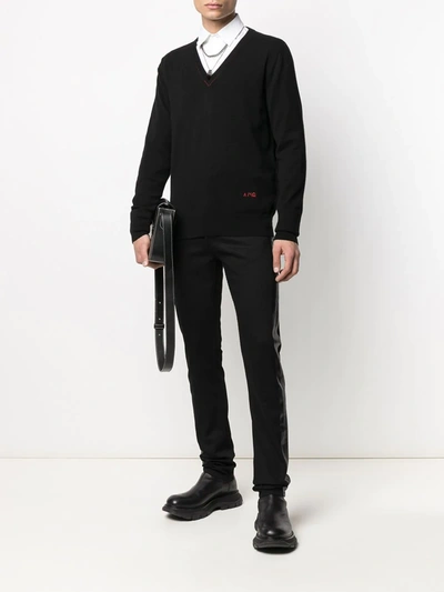 Shop Alexander Mcqueen Contrast-panel Jeans In Black