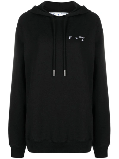 Shop Off-white Logo-print Long-sleeve Hoodie In Black