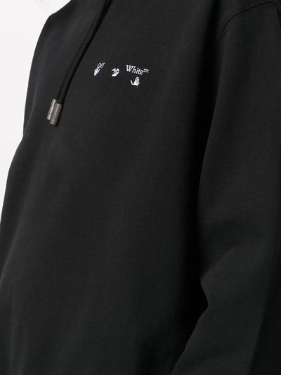 Shop Off-white Logo-print Long-sleeve Hoodie In Black