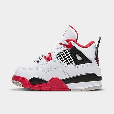 Shop Nike Kids' Toddler Air Jordan Retro 4 Basketball Shoes In White/red