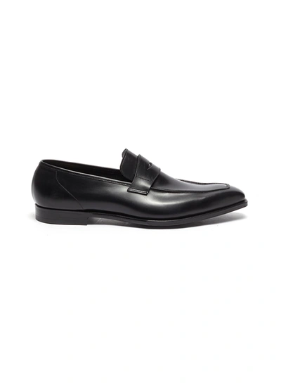 Shop George Cleverley George' Chisel Toe Leather Penny Loafers In Black