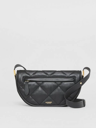 Shop Burberry Small Quilted Lambskin Olympia Bag In Black