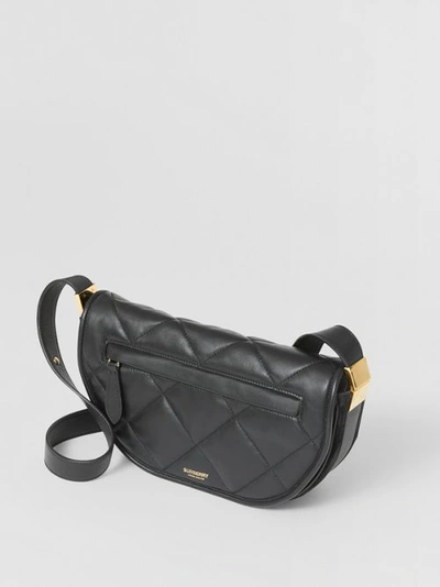 Shop Burberry Small Quilted Lambskin Olympia Bag In Black