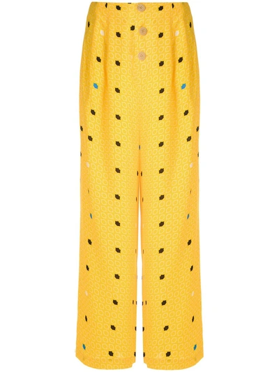 Shop Eva Gravataria Boca Wide-leg Trousers In Yellow