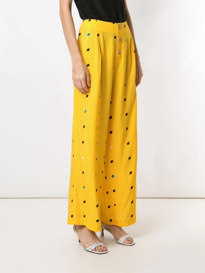 Shop Eva Gravataria Boca Wide-leg Trousers In Yellow