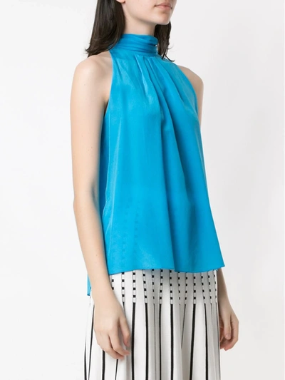 Shop Eva Silk Sleeveless Top In Blue