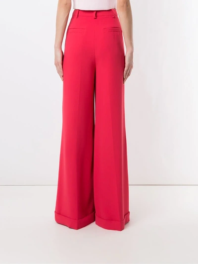 Shop Eva Turned Up Hem Wide-leg Trousers In Red