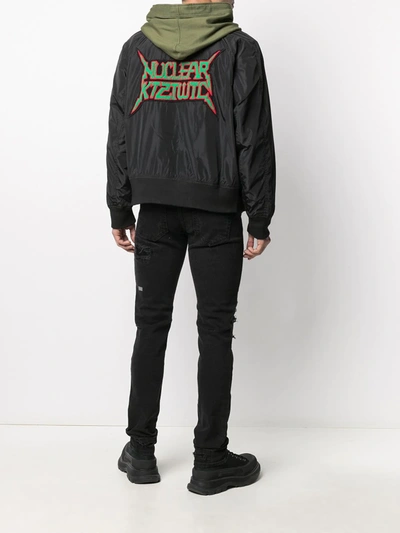 Shop Ktz Slogan-embroidered Bomber Jacket In Black