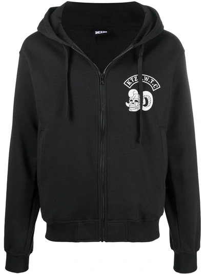 Shop Ktz Logo-print Zip-up Hoodie In Black