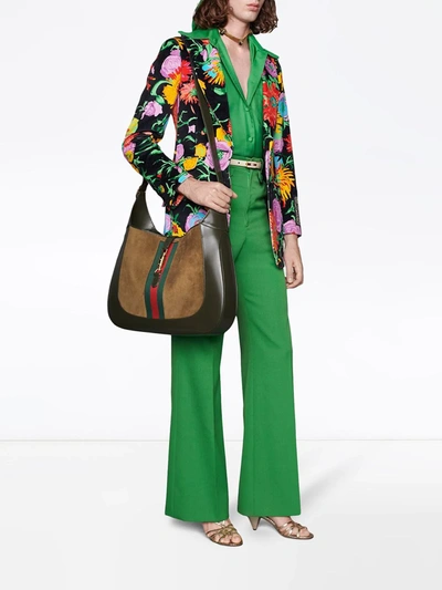 Shop Gucci Flared High-waist Trousers In Green