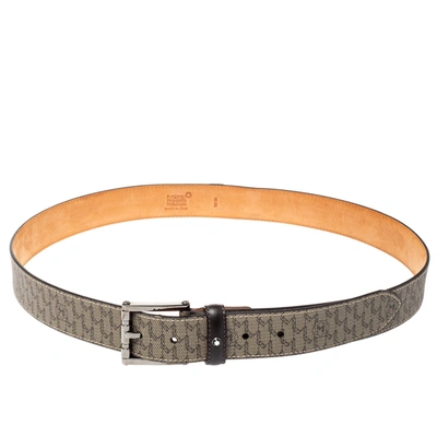 Pre-owned Montblanc Signature Coated Canvas Belt 100cm In Grey