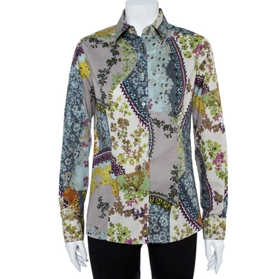 Pre-owned Etro Multicolor Floral Print Stretch Cotton Shirt L