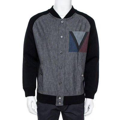 Pre-owned Louis Vuitton Black Denim Varsity Knit Jacket Xl