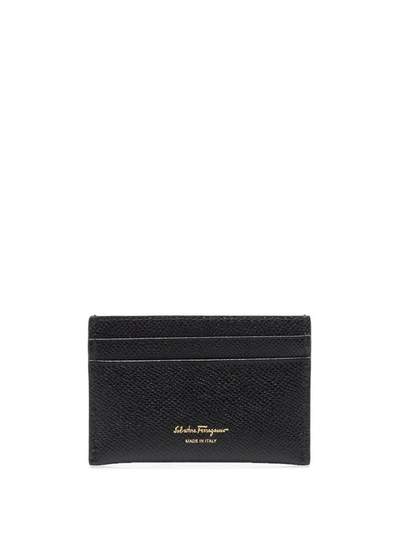 Shop Ferragamo Gancini Leather Credit Card Holder In Black