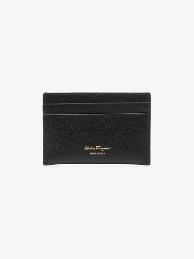 Shop Ferragamo Gancini Leather Credit Card Holder In Black