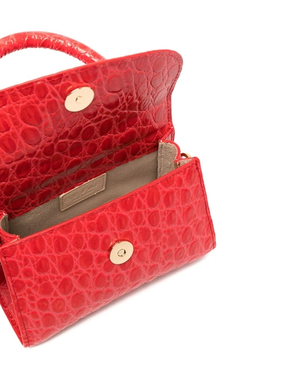 Shop By Far Croco Embossed Mini Bag In Red