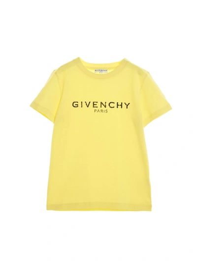 Shop Givenchy Mini Me Vintage Logo T-shirt In Yellow