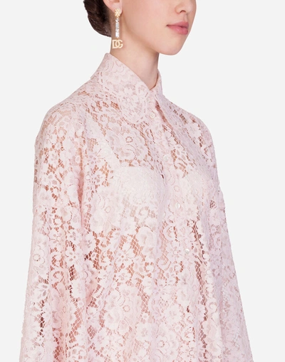 Shop Dolce & Gabbana Long Lace Shirt In Pink