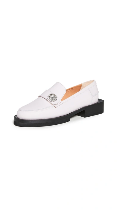Shop Ganni Jewel Loafers In Pale Lilac