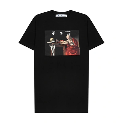 Shop Off-white Caravaggio Printed Cotton T-shirt In Black And Red