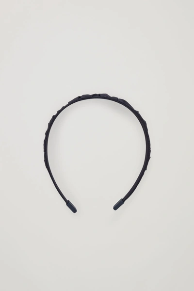 Shop Cos Organic Cotton-covered Ruched Headband In Blue