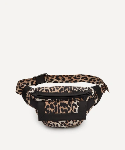 Shop Ganni Recycled Tech Fabric Belt Bag In Leopard