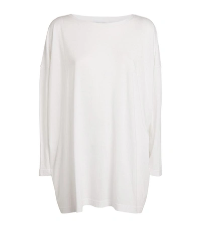 Shop Eskandar Pima Cotton A-line Long-sleeved Top In White