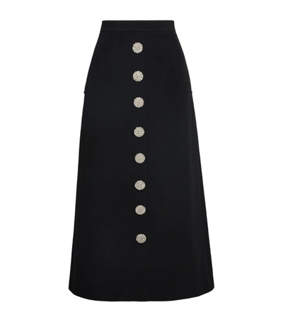 Shop Andrew Gn Crystal-button Midi Skirt