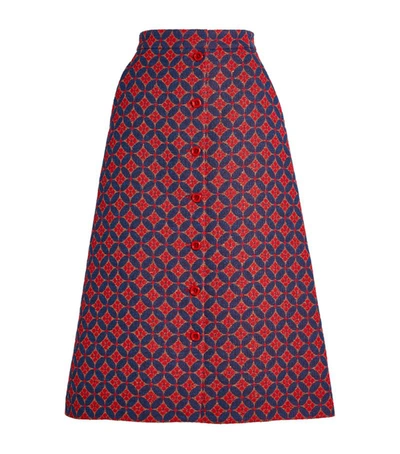 Shop Gucci Tweed Circle Print Midi Skirt