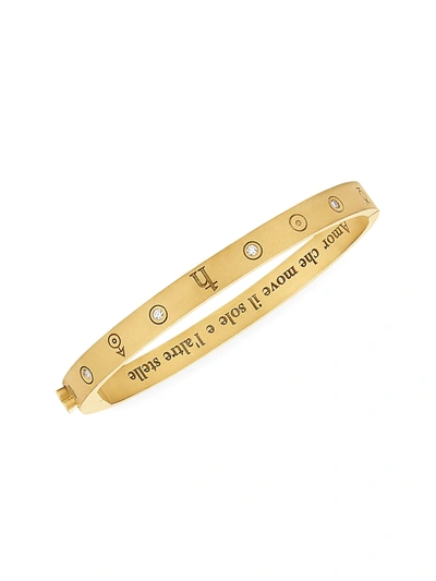 Shop Temple St Clair Women's Astrid 18k Yellow Gold & Diamond Engraved Bangle Bracelet