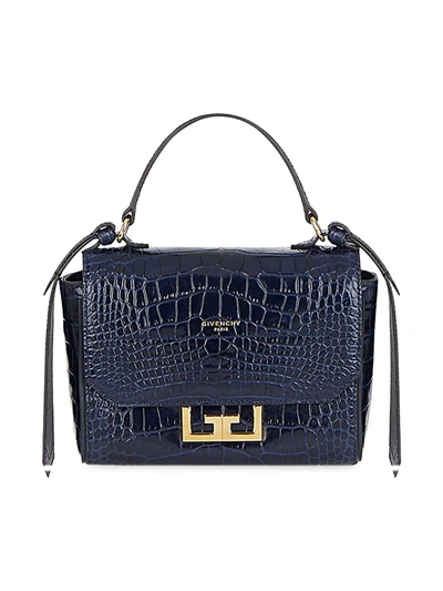 Shop Givenchy Women's Mini Eden Crocodile Embossed Leather Top Handle Bag In Navy