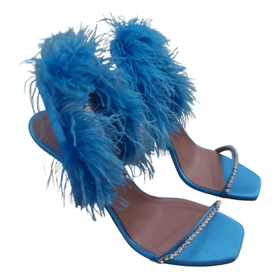 Pre-owned Amina Muaddi Blue Leather Sandals