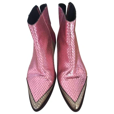 Pre-owned Zadig & Voltaire Pink Leather Ankle Boots