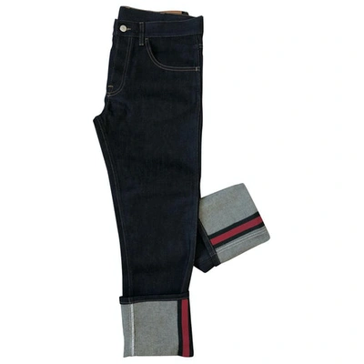 Pre-owned Gucci Blue Cotton - Elasthane Jeans